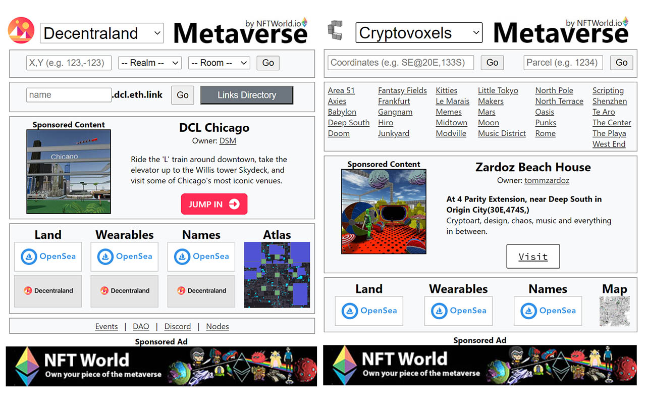 Metaverse Browser Extension - NFT World